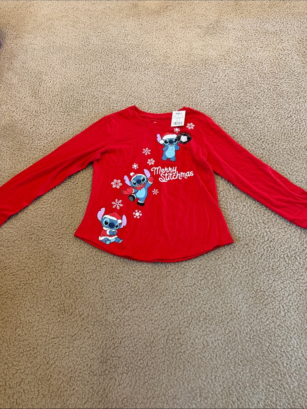 Kohl's Red Disney Stitch Merry Stitchmas Long-Sleeve Tee